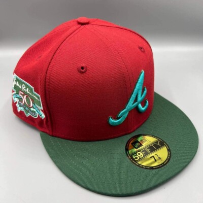 Atlanta Braves Hat Men 7 3/8 Red Green 59Fifty New Era MLB Fitted