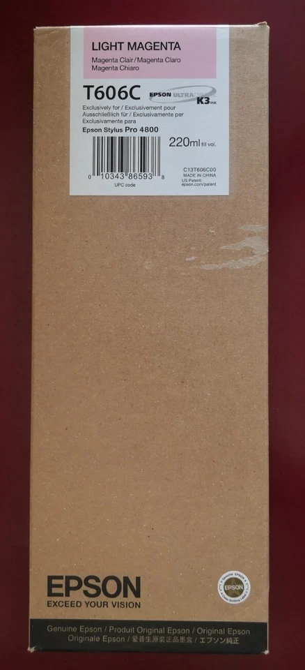 07-2015 GENUINE EPSON T606C LIGHT MAGENTA 220ml K3 INK STYLUS PRO 4800 - Image 2 of 3