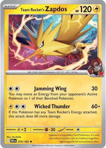 Team Rocket's Zapdos 070/182 Sv10: Destined Rivals