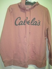Cabela's Women SZ L MAUVE PINK Hoodie Sweatshirt W/FRONT POCKET CABELAS LOGO