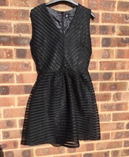 Mela London Black Sleeveless Skater Dress 👗Size 10 Prom Christmas Party Evening