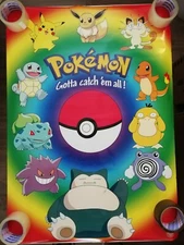 Official Nintendo 1999 Pokemon Top 10 Characters Shop Display Big Poster 90x64cm