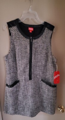 Kirna Zabete at Target Tweed/Faux Leather Dress (black/tan/cream color) XL  | eBay