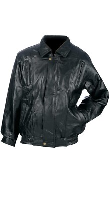 New Men s Maxam XXL Black Bomber Patchwork Jacket Italian Leather Genuine Lamb
