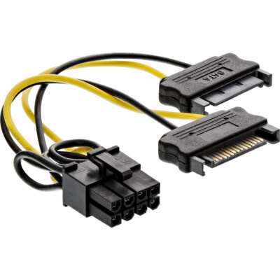 Stromadapter intern 2x SATA zu 8pol für PCIe (PCI-Express) Grafikkarten 0,15m