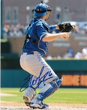 JEFF MATHIS  TORONTO BLUE JAYS  ACTION SIGNED 8x10