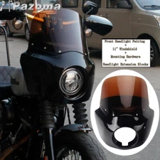 Front Headlight Fairing w/ Smoke Windshield Mount Kits For Harley Dyna FXD FXDSE