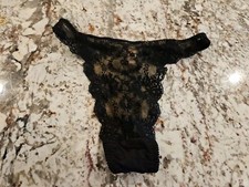 True Vintage Victoria Secret Second Skin Satin Lace Thong Small