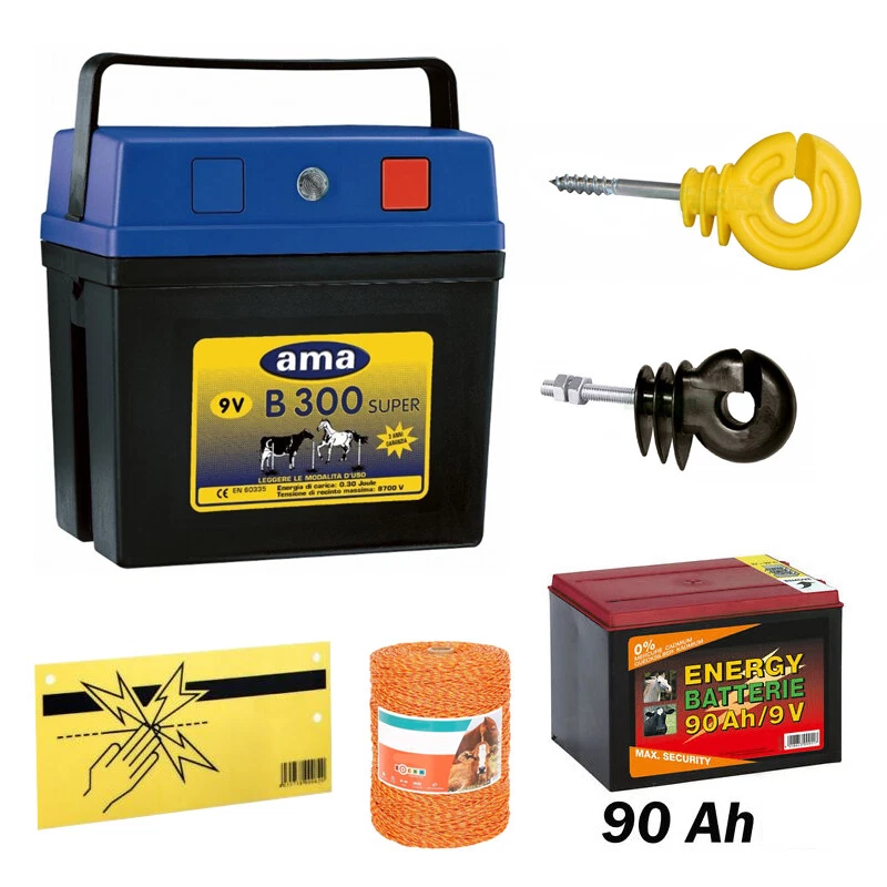 SET ELEKTROZAUN SET FÜR HAUSTIERE UND WILDTIERE ELEKTRIFIZIERER AMA