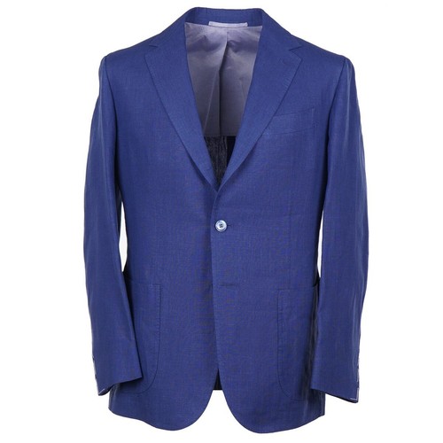 Stile Latino Napoli Slim-Fit Solid Medium Blue Linen Suit 44R (Eu 54) NWT