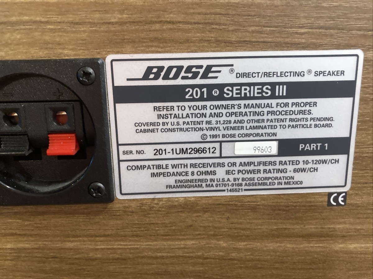 Pair Bose 201 Series III Direct Reflecting Bookshelf Speakers Wood