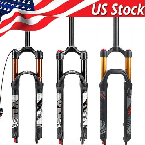 26/27.5/29" MTB XC Air Suspension Fork Straight/Tapered Rebound Adjust Forks QR - Picture 1 of 20