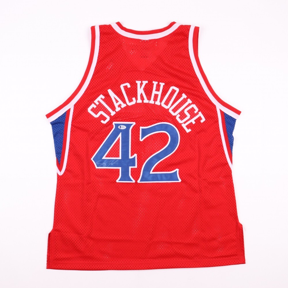 Jerry Stackhouse Autographed Signed Philadelphia 76ers Champion Style Jersey Beckett COA 