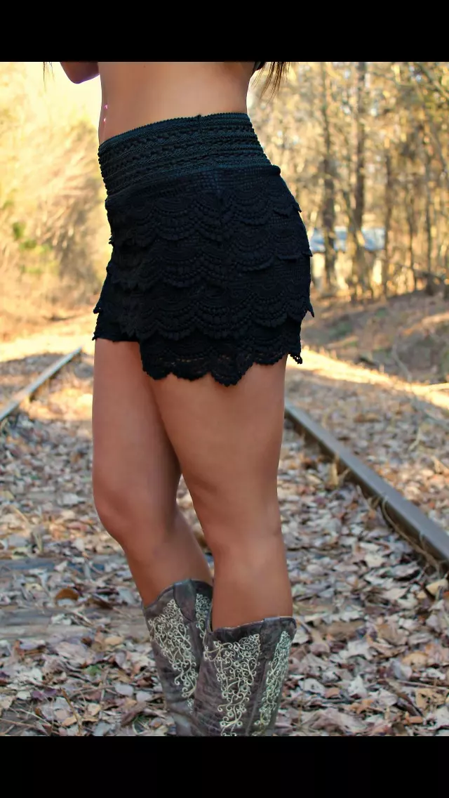 Black crochet clearance shorts