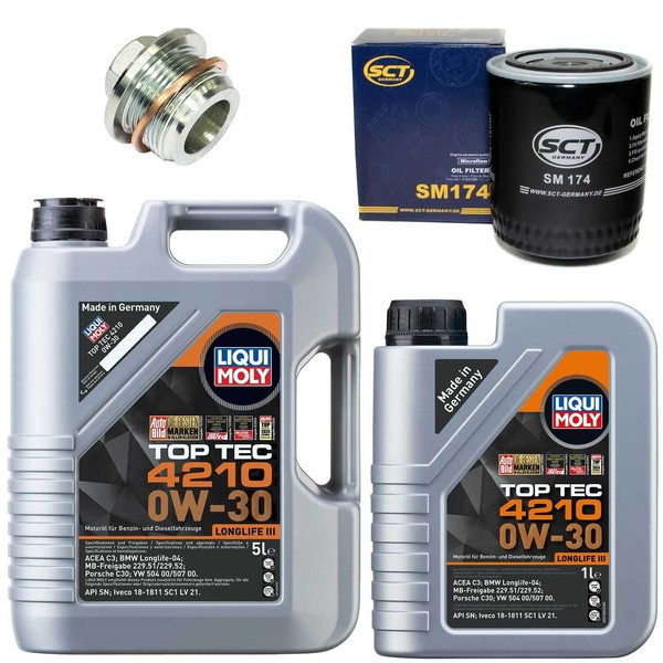 MotoröL Filter Set 4210 0W-30 Liqui Moly 6 Liter + Schraube FüR Audi A4 A8 2.8-image