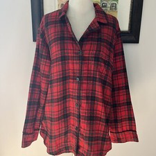 Lauren Ralph Lauren Women's Pajama Top Red Plaid Long Sleeve Size XL