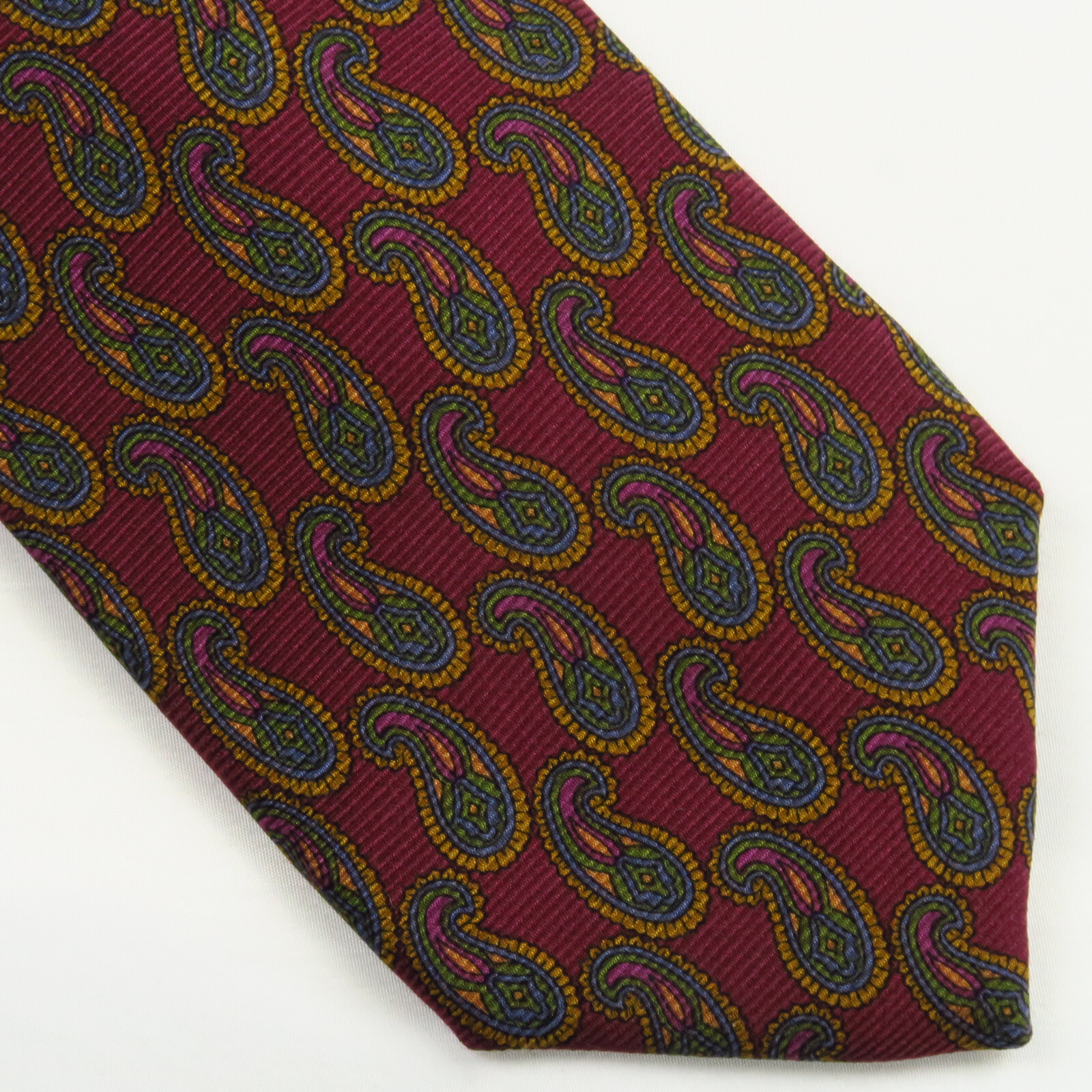 T Harris London Mens Neck Tie Red Colorful Paisle… - image 1