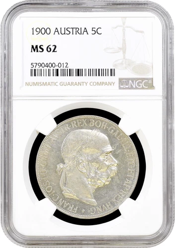 Austria 5 corona 1900, NGC MS62, "Emperor Franz Joseph I (1848 - 1916)"