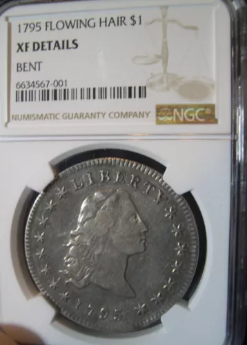 1795 Flowing Hair Dollar- 3 Leaves NGC XF/AU Details (bent)