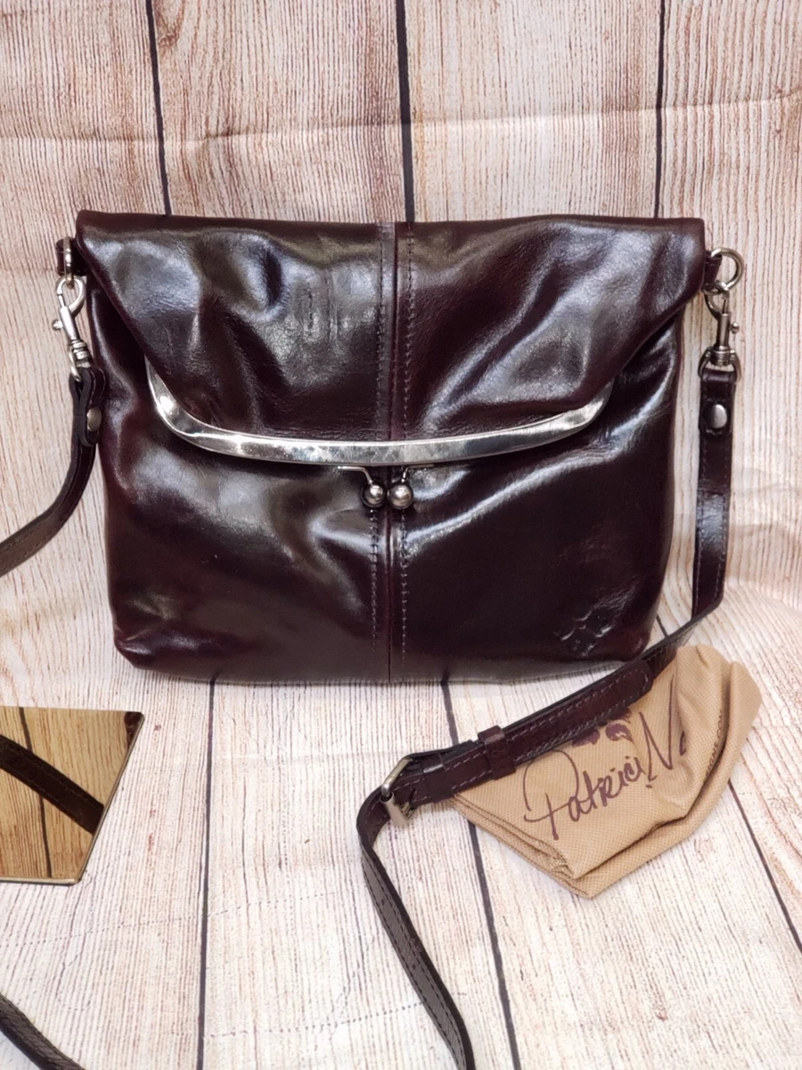 Patricia Nash Distressed Leather Barsby Kiss lock Crossbody Bag