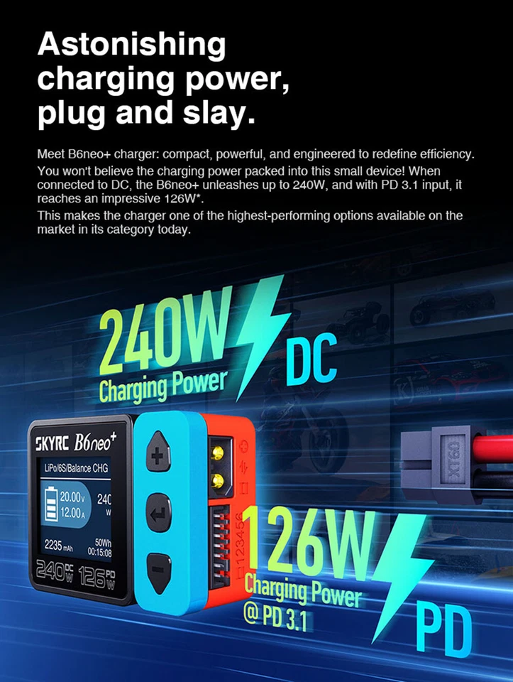 ​SKYRC B6neo+ Smart Charger High Power DC240W PD126W Compact Balance Charger - Image 4 of 4