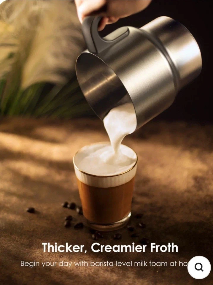 Espumador de leche automático Miroco MI-MF005 4 en 1 acero inoxidable plata 16,9 oz Foto 3 de 4