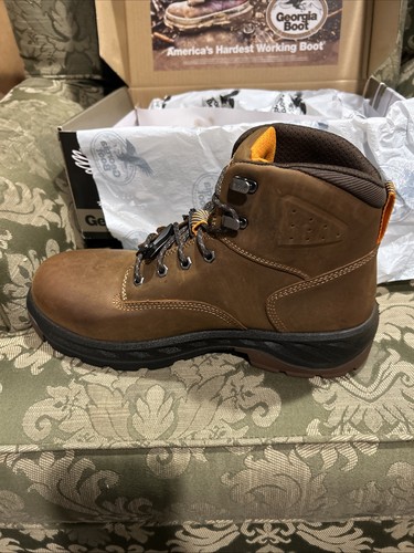 GEORGIA BOOT Men's 6" OT Alloy Toe Waterproof Work Brown GB00522 Brown-10.5M - Picture 8 of 12