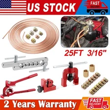 Brake Line Pipe Repair 20 Nuts Fittings Kit 3/16 25ft Copper Pipe Flaring Tools