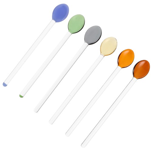 6 pièces barres d'agitation en verre cuillère créative cadeau cuillère à crème glacée transparente