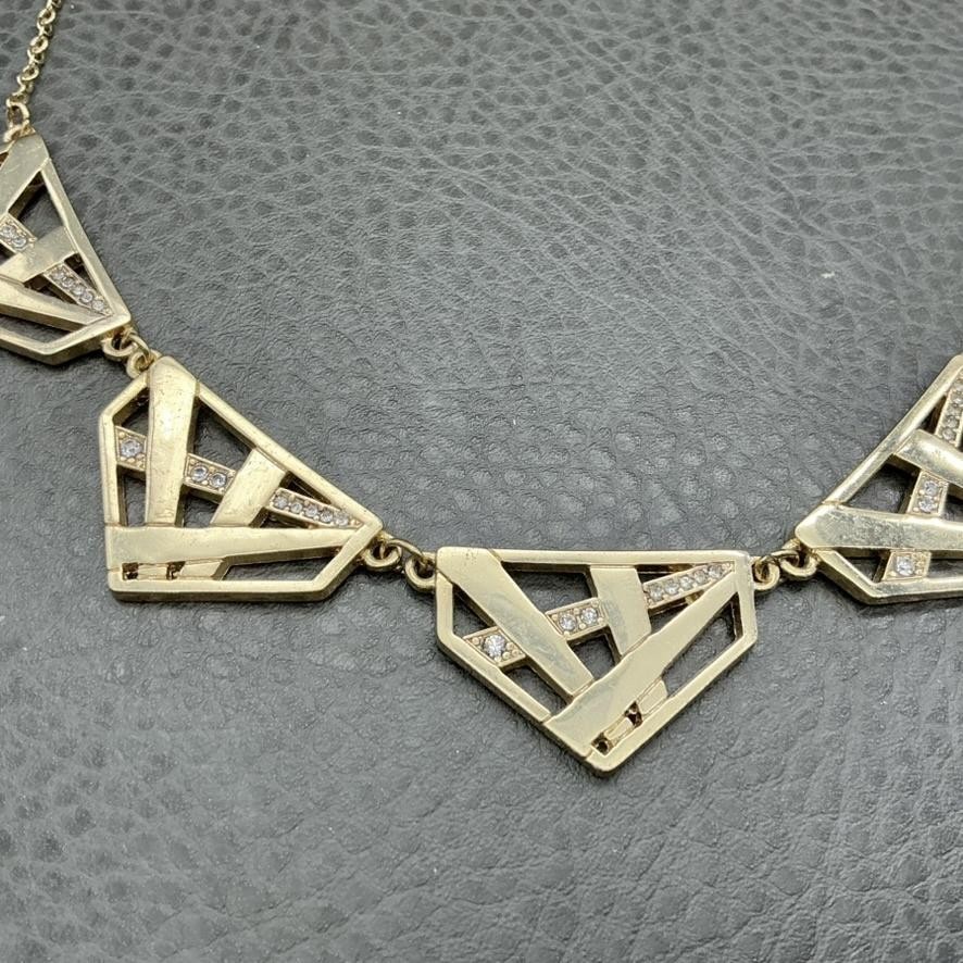 Express Necklace Geometric Statement Gold Tone Rh… - image 5