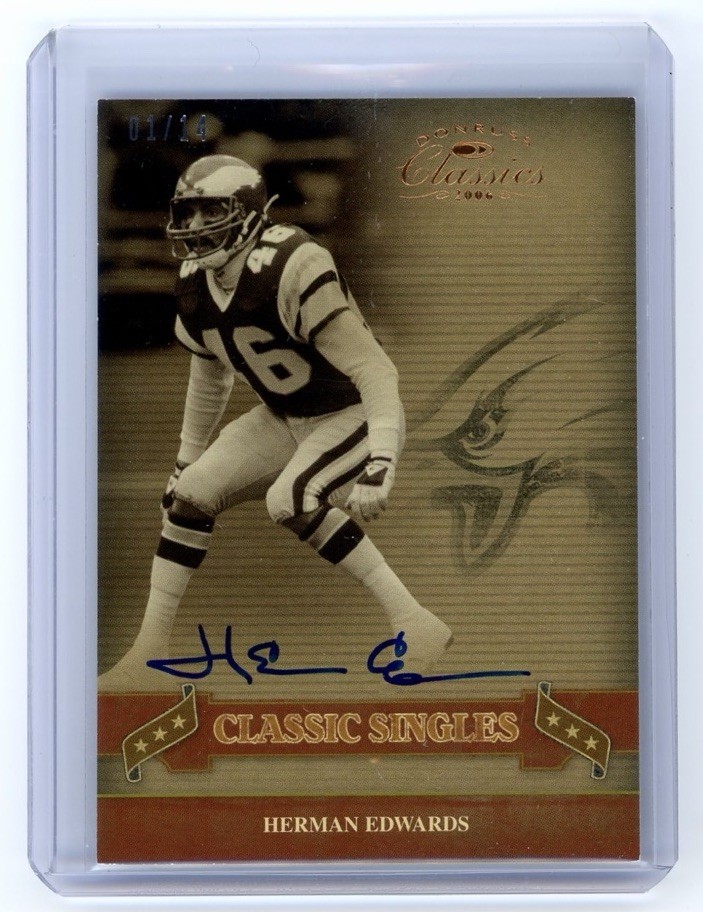 2006 Donruss Classics Singles Herman Edwards Buyback On Card Autograph Auto 1/14