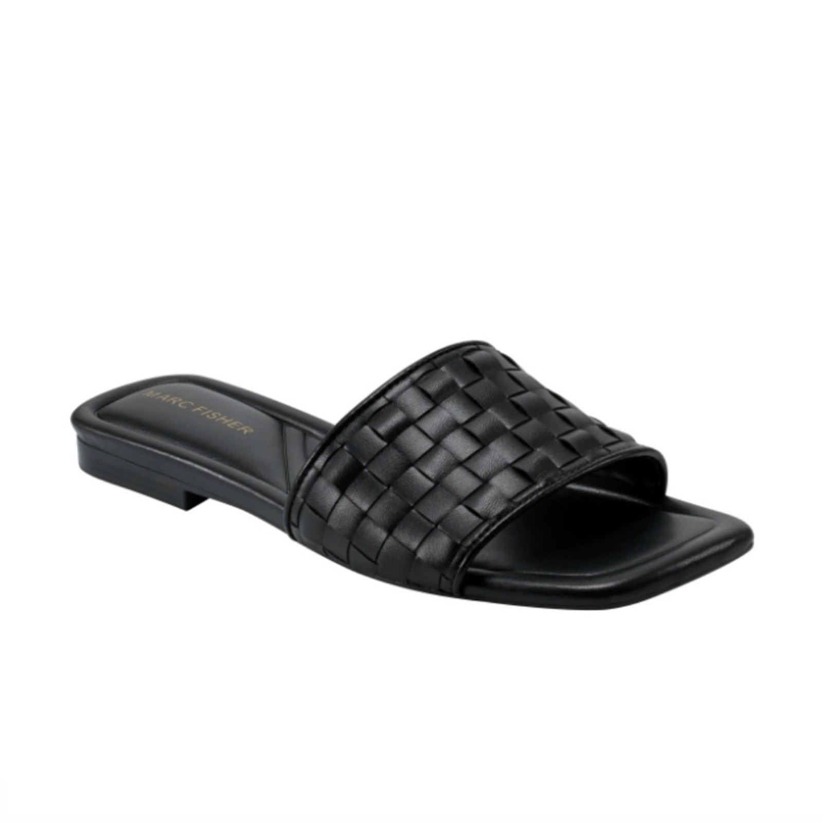 Marc Fisher Lecee Woven Black Flat Sandals Size 8.5 New Retail 85