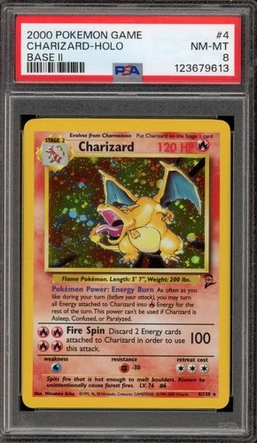 Pokemon Charizard Base Set 2 Holo Rare #4 PSA 8