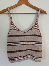 American Eagle Womens Knit Tank Size L Crochet Top Crop Top Boho Hippie