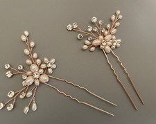 Floral Freshwater Pearl Bridal Hair Pin: Crystal Flower Wedding Hair Accessory