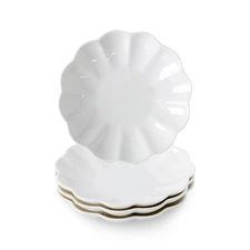 White Small Dessert Plates Set of 4,Ceramic Dinner Plates 6 Inch for Appetize...