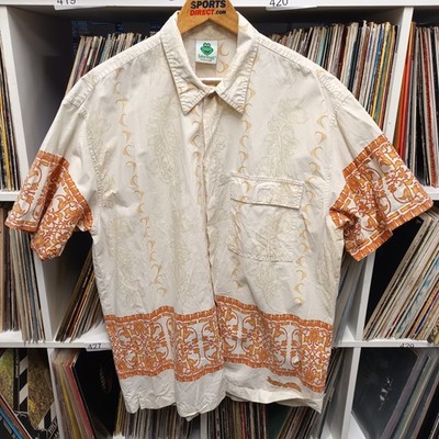 Vintage Senor Frösche Knopfleiste Weiß Hawaiihemd Herren Large Kurzarm