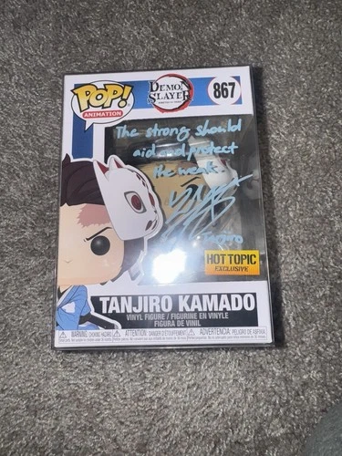 Funko Pop Anime Demon Slayer Tanjiro Kamado Mask 867 Signed Zach Aguilar