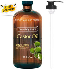 Castor Oil 16 Fl Oz Glass Bottle Original a Huge Glass Bottle with a Pump