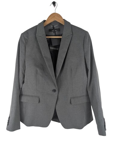 Next Grey Blazer, Tailored Fit Single Breasted Jacket, Size UK 16