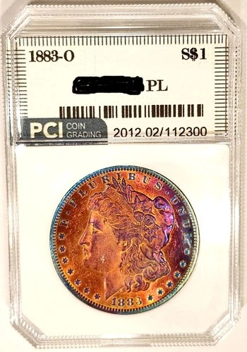 1883-O Gem BU ++ PL Proof-like Reflective Rainbow Color Toned Morgan Dollar