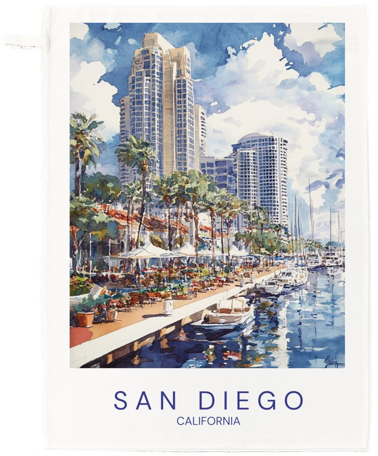 San Diego, California Large Cotton Tea Towel