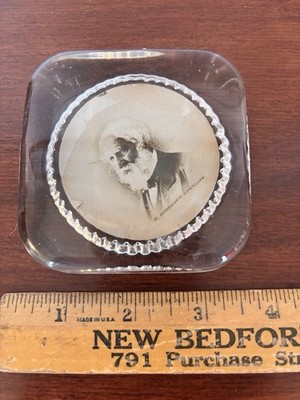 A.C. Bosselman & Co. Paperweight - Henry Wadsworth Longfellow Photo - Vintage