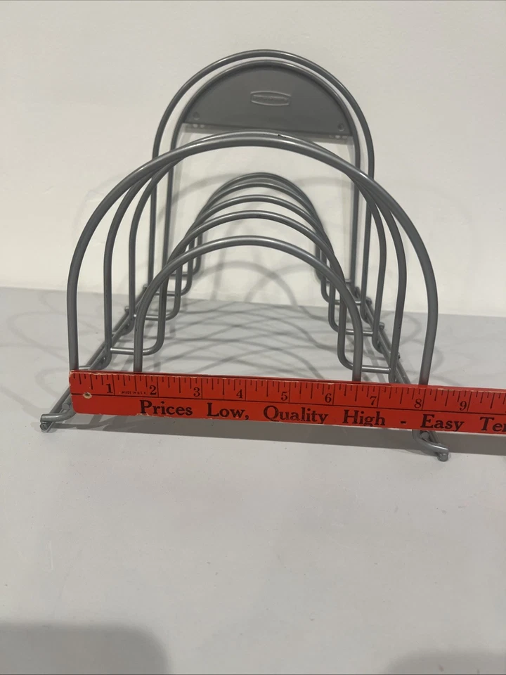 Rubbermaid 4 Niveles Resistente Olla Sartén Organizador Estante Utensilios de Cocina Tapas Soporte Gris. Foto 4 de 4