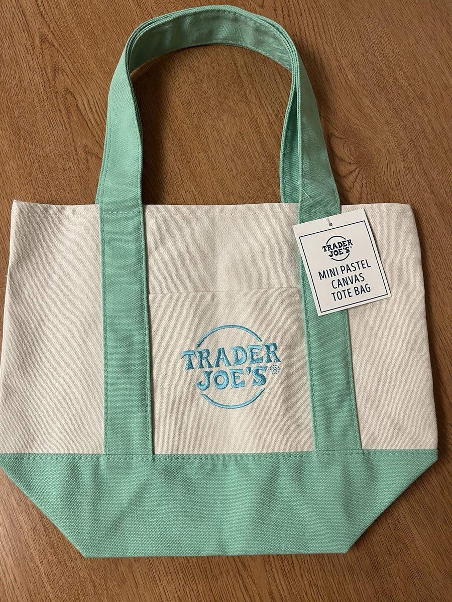 Trader Joes Spring 2025 Mint Green Mini Pastel Canvas Tote Bag