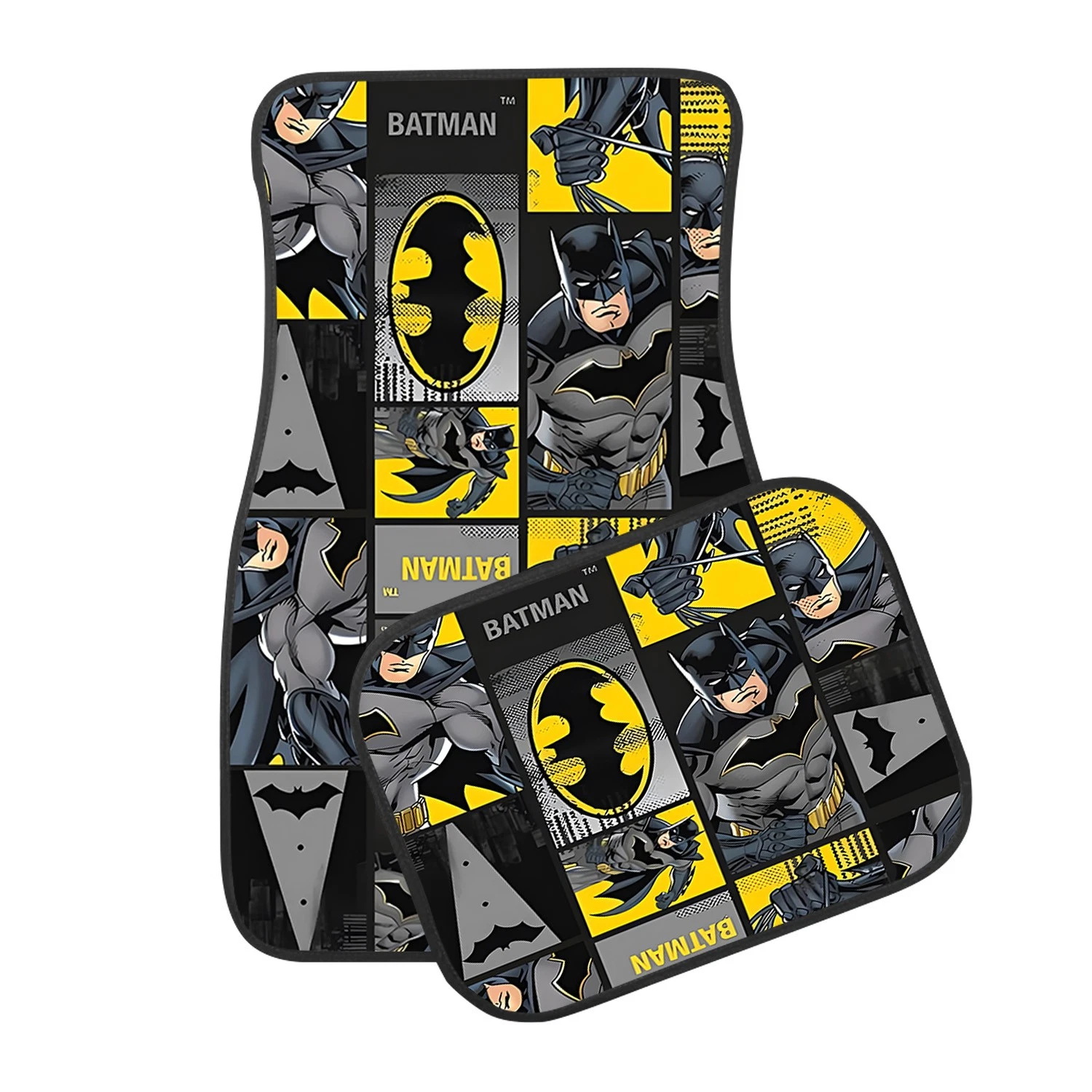 Batman Car Floor Mats - DC Comics Auto Accessories - Dark Knight Superhero Gift