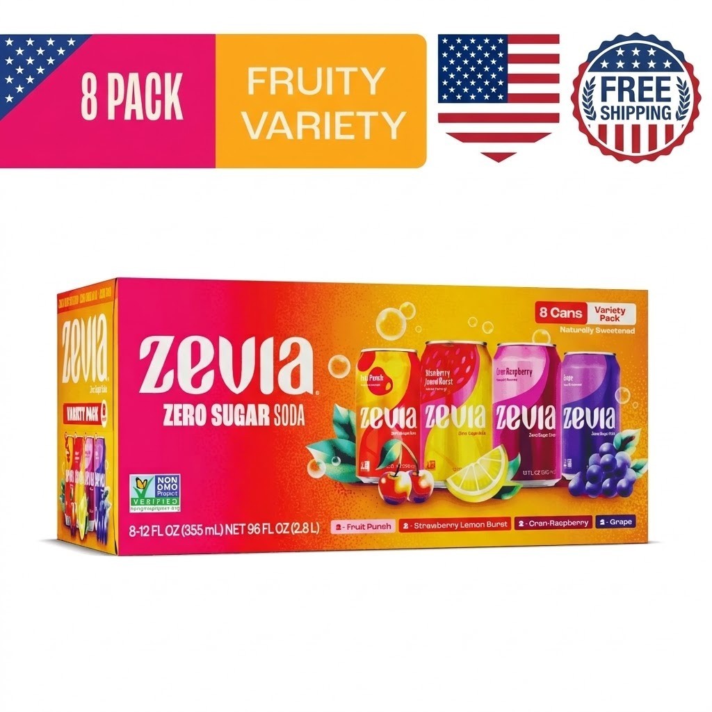 Zevia Zero Sugar, 0 Calorie Variety Soda, 12 fl oz, 8 Pack C