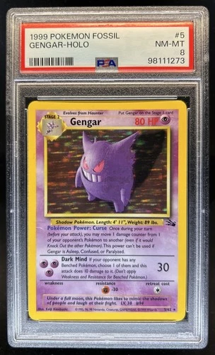 1999 Pokemon Fossil Gengar #5/62 PSA 8