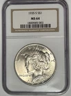 1935 S  PEACE DOLLAR NGC MS 64 / SHARP WHITE COIN
