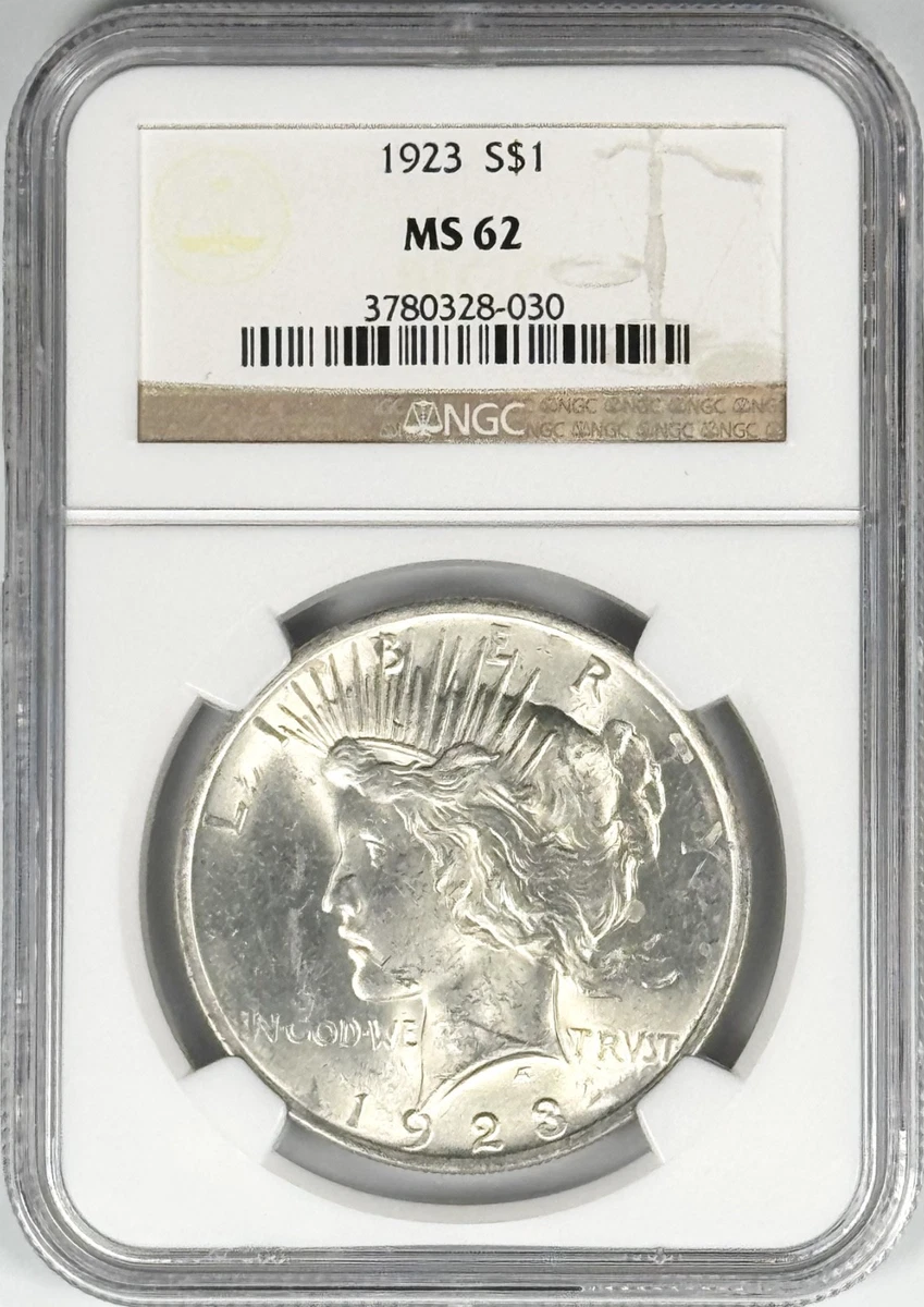 25+ Grade MS 62 Peace US Dollars (1921-1935), 1923 for sale